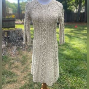 Anthropology Kenji Beige Cable Knit Sweater Dress Small